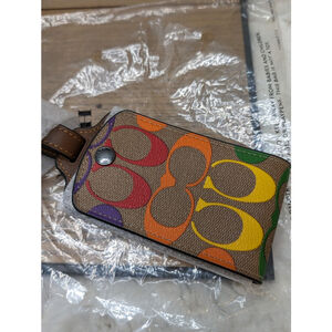 NWT Coach Luggage Tag In Rainbow Signature Canvas C9861